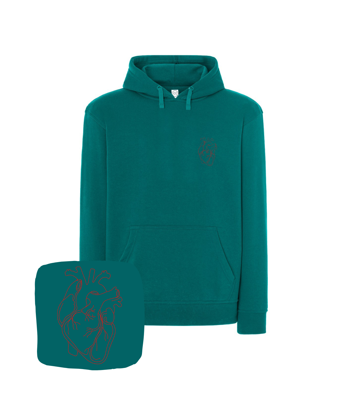 Bluza z haftem anatomicznego serca – bluza anatomicznego serca w wysokiej jakości bawełna