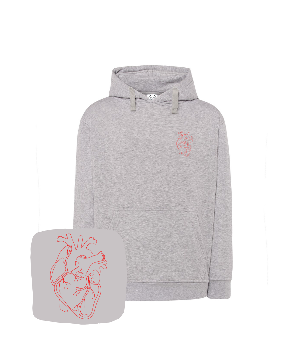 Bluza z haftem anatomicznego serca – ekologiczna bluza anatomicznego serca, zrównoważona moda