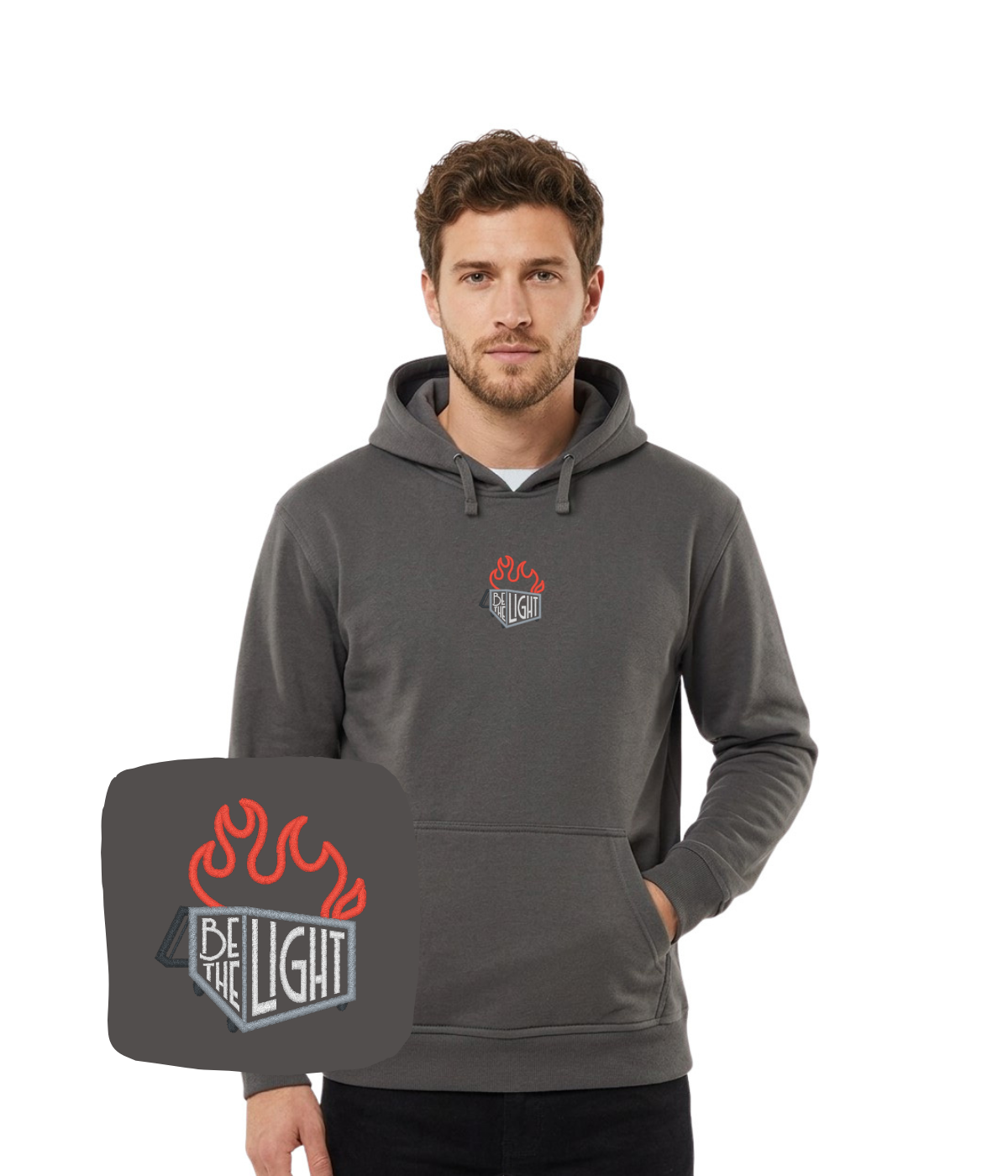 Bluza z haftem Be The Light – nowoczesna bluza be the light, świeży design