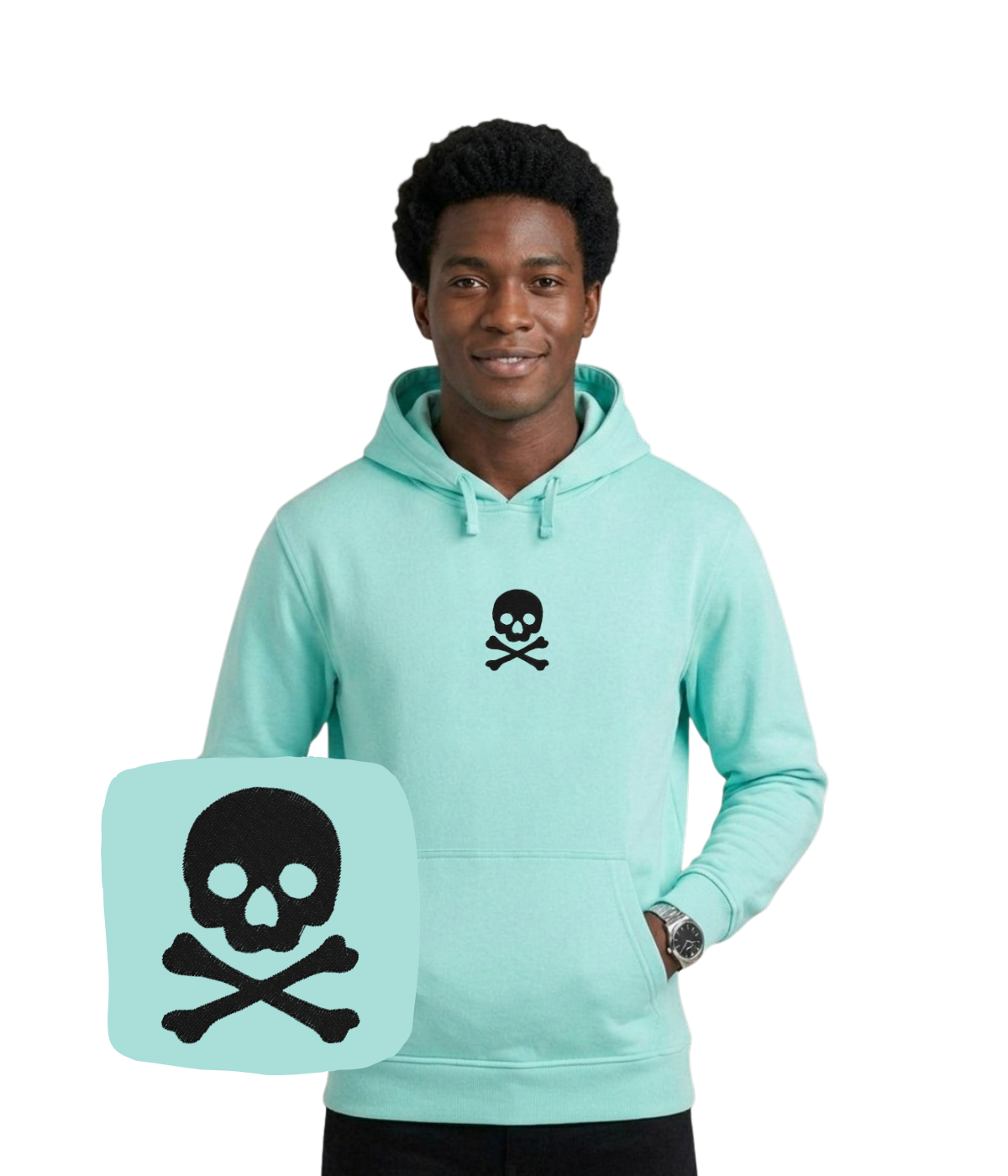 Bluza z haftem czaszki – bluza czaszka 290g bawełna-poliester, ciepła i wygodna