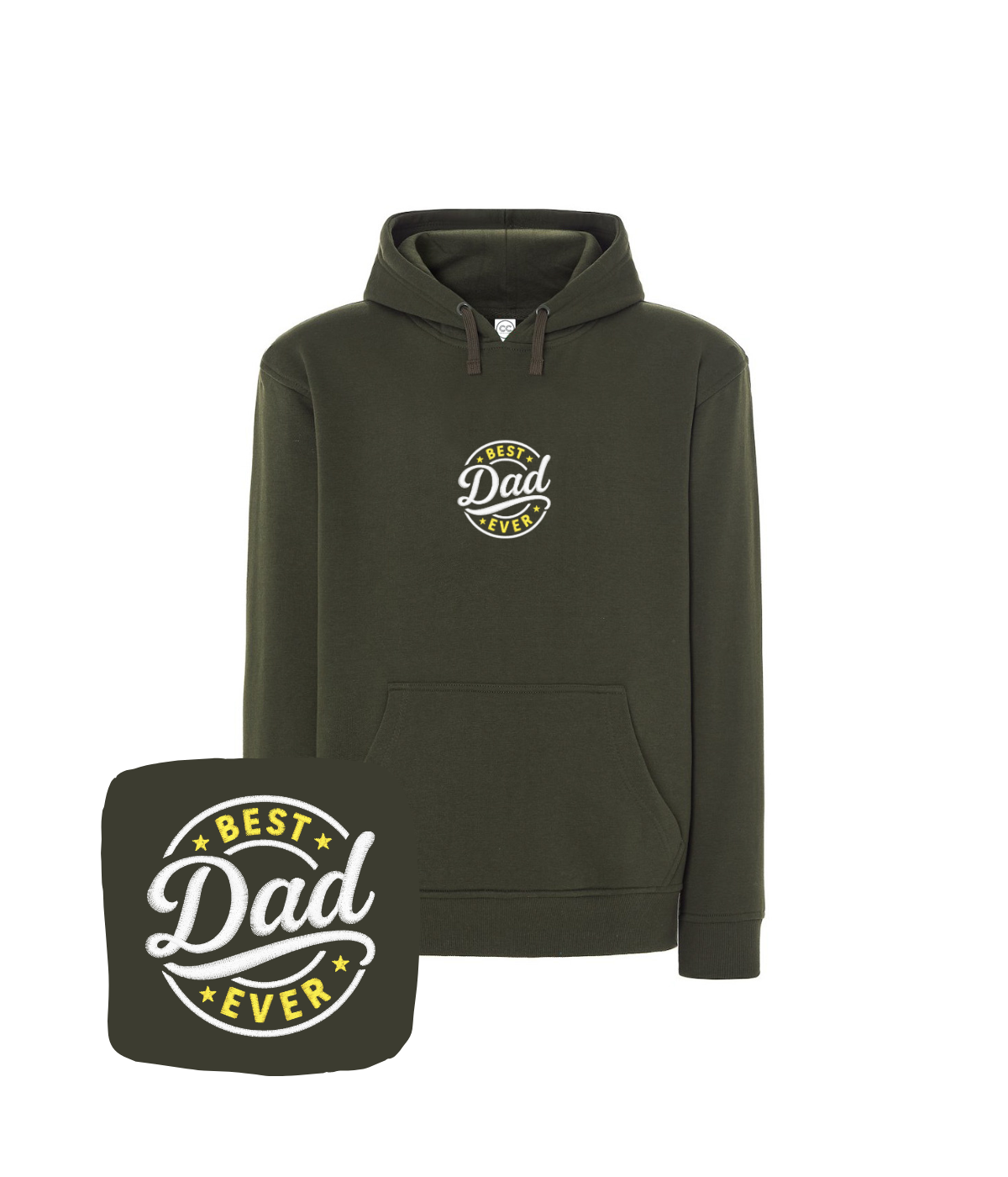 Oliwkowa bluza męska z kapturem khaki motyw Best Dad Ever na Dzień Ojca
