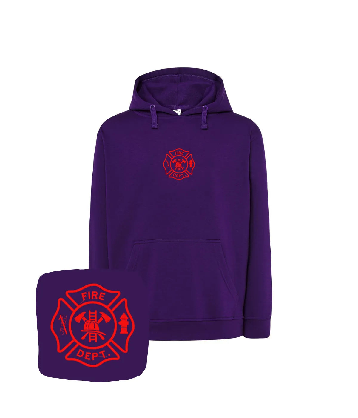 Fioletowa bluza strażacka z haftem Fire Dept - stylowy prezent dla strażaka.
