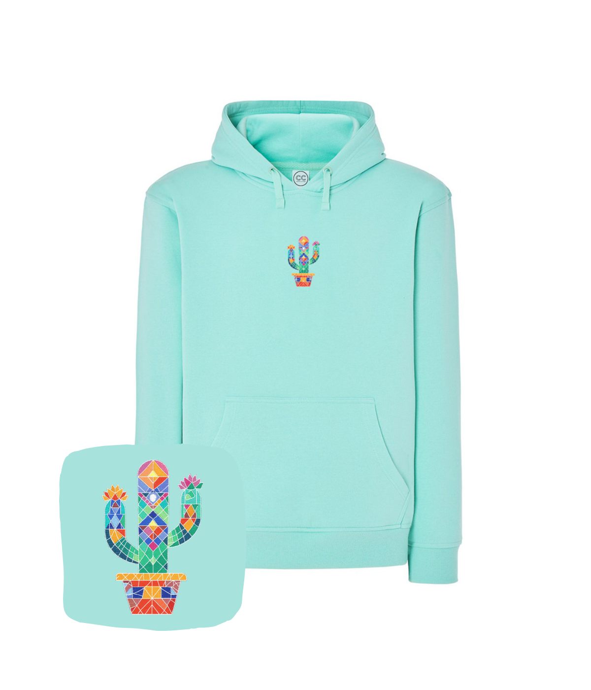 Bluza z haftem kaktusa origami – bluza kaktus-origami całoroczna, uniwersalny fason