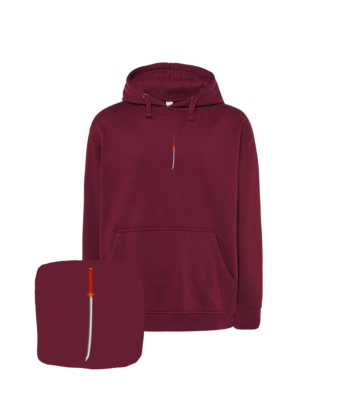 Bluza z haftem katany – bluza z motywem katana haftowanym, nowoczesna grafika