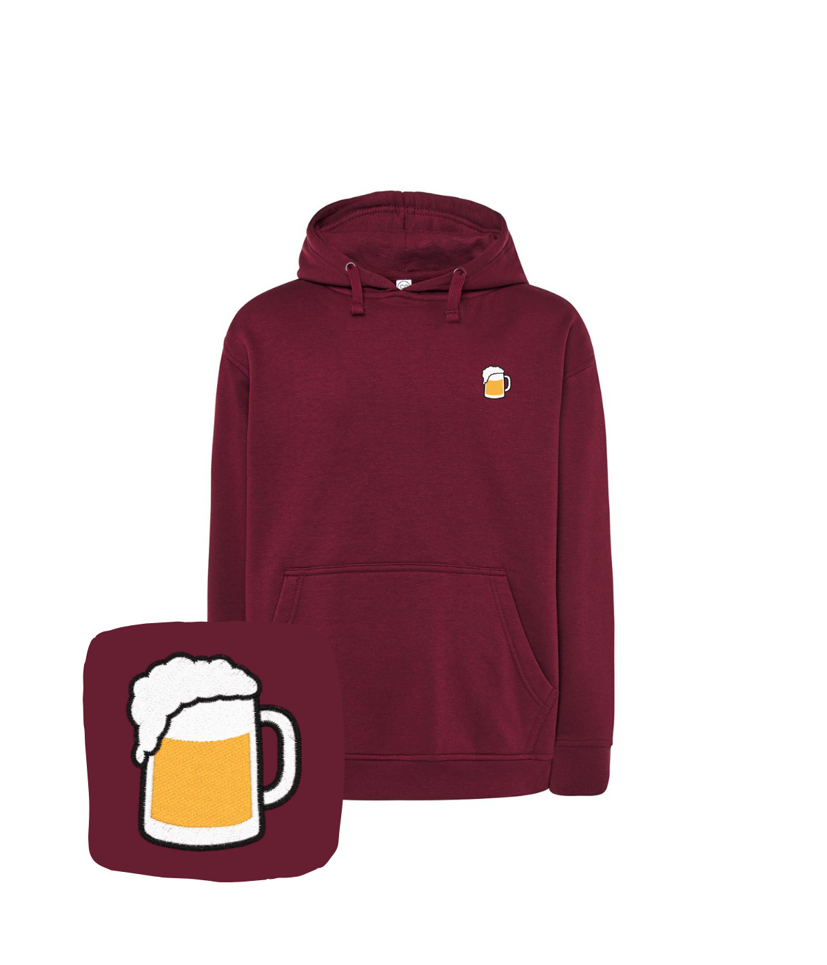 Bluza z haftem kufla piwa – bluza z grafiką kufel piwa, druk cyfrowy