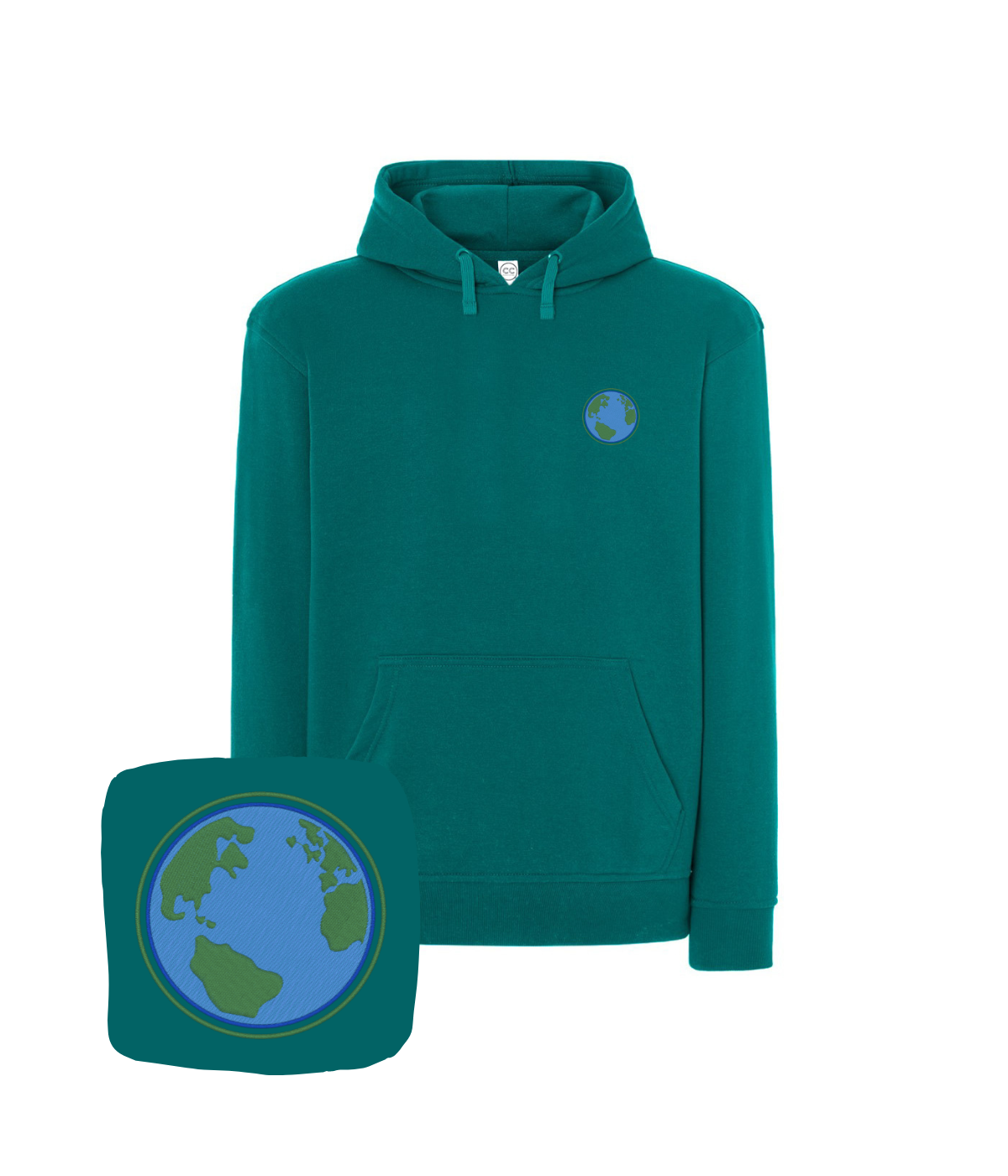 Bluza z haftem kuli ziemskiej – bluza kuli ziemskiej nadruk DTG, żywe kolory