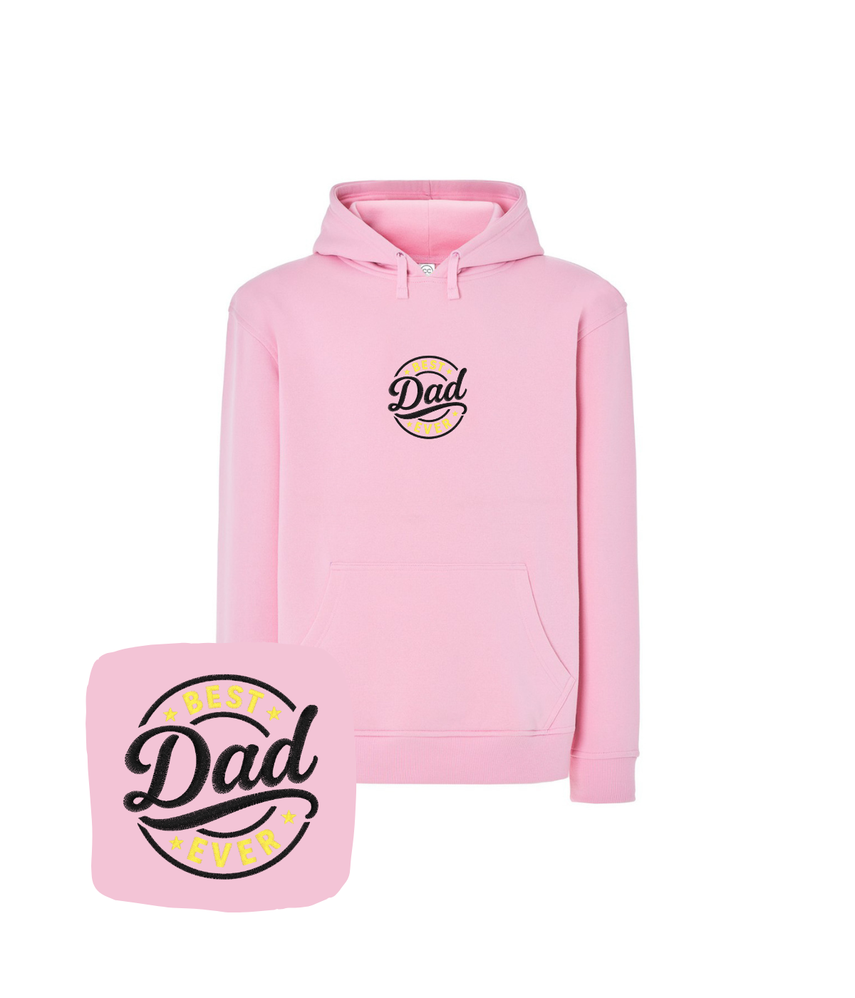 Różowa bluza męska typu kangurka z haftowanym napisem Best Dad Ever