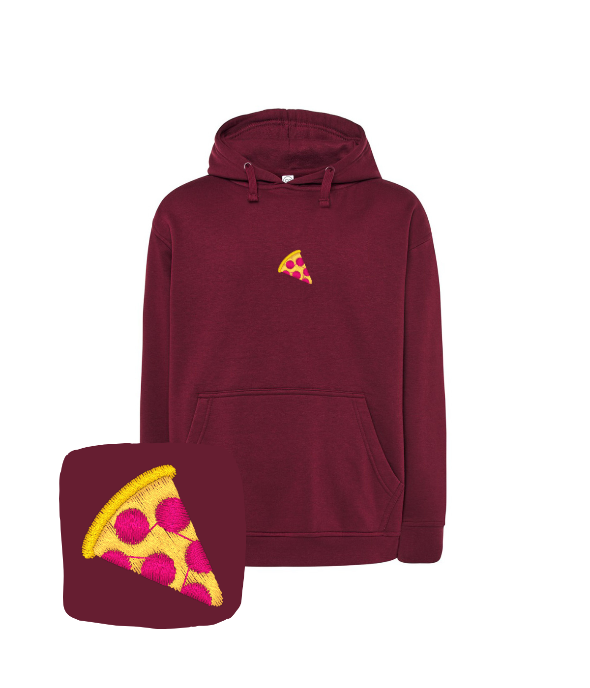 Bluza z haftem kawałka pizzy – bluza pizzy z organicznej bawełny, ekologiczna