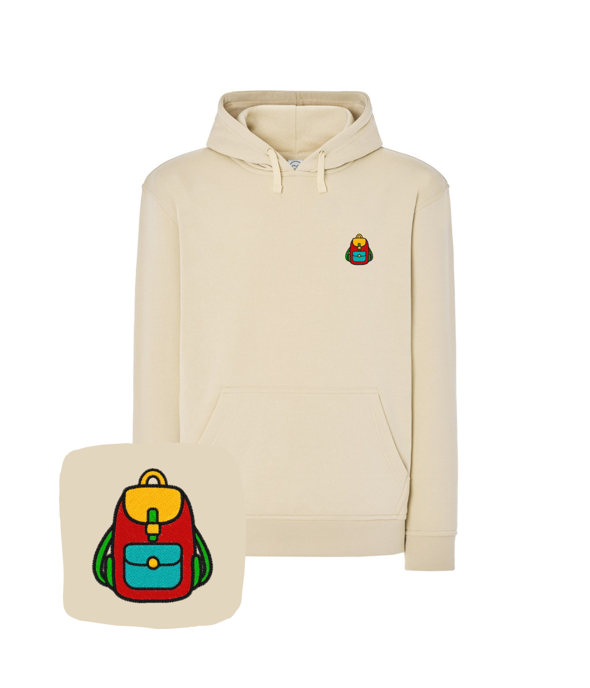 Bluza z haftem plecaka  – bluza z motywem plecak, nowoczesna grafika