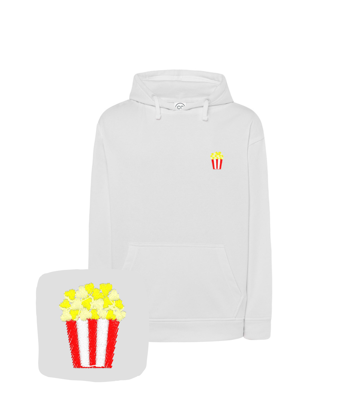 Bluza z haftem popcornu – bluza z wyszytym wzorem popcorn, profesjonalne wykończenie