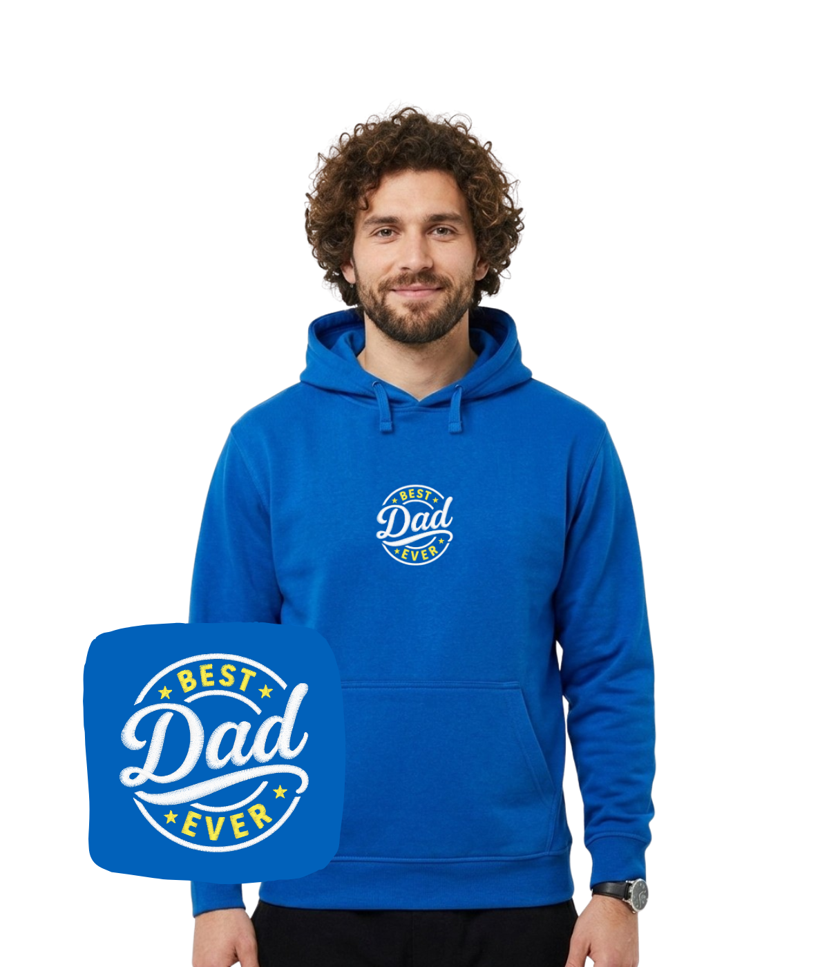 Niebieska bluza męska z haftem Best Dad Ever prezent dla taty