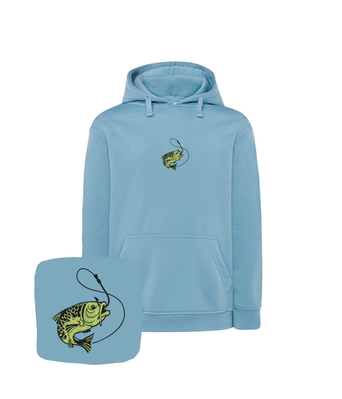 Bluza wędkarska z haftem ryby – bluza z wyszytym wzorem ryba, profesjonalne wykończenie