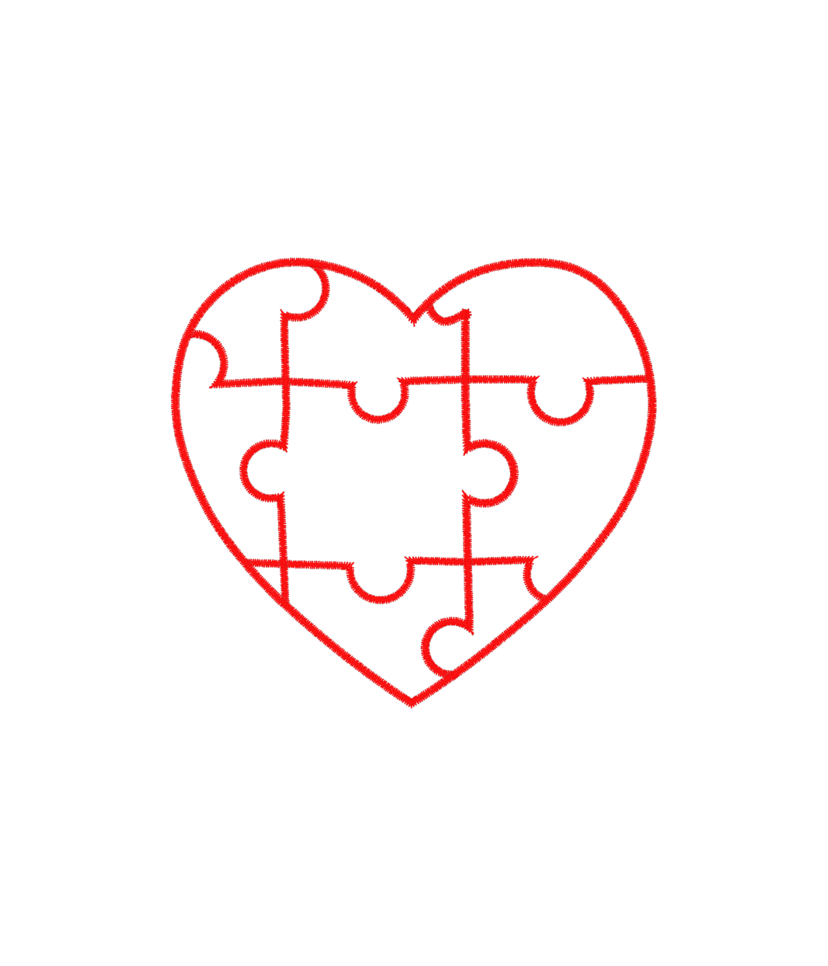 Bluza z haftem serca z puzzli  – unikalna bluza serce z puzzli, ręczna grafika