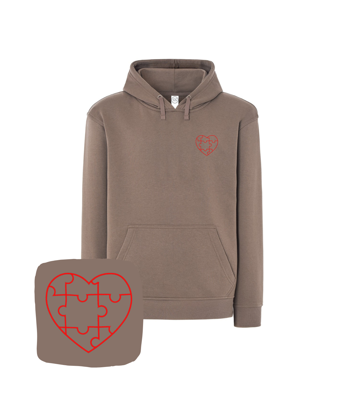 Bluza z haftem serca z puzzli  – bluza z grafiką serce z puzzli, druk cyfrowy