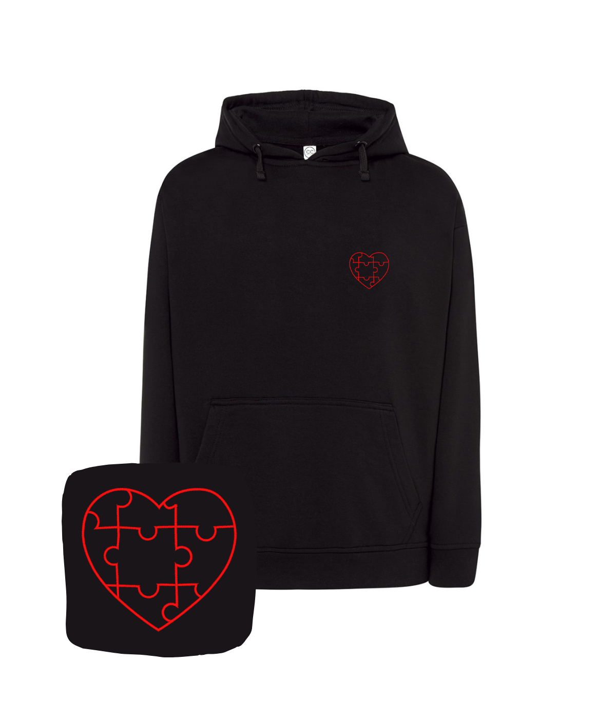 Bluza z haftem serca z puzzli  – bluza serce z puzzli klasyczny krój, dopasowana