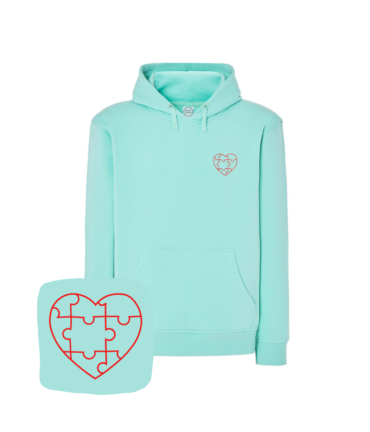 Bluza z haftem serca z puzzli  – bluza z ilustracją serce z puzzli, artystyczny design