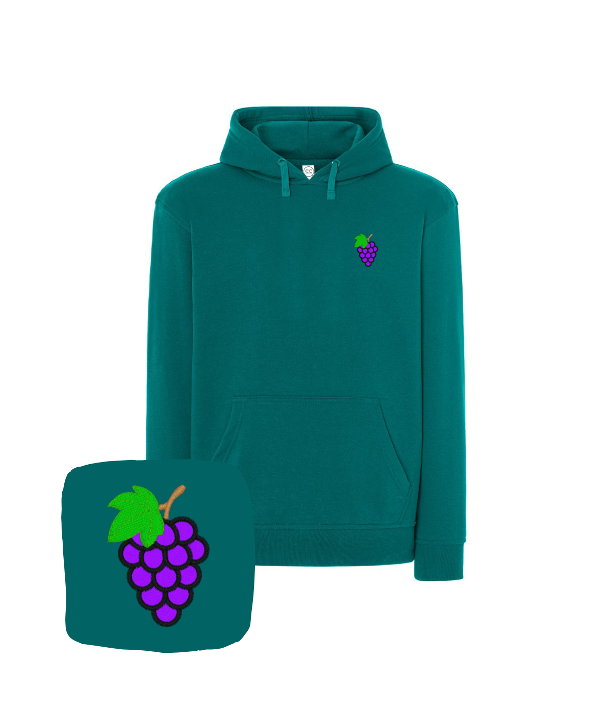 Bluza z haftem winogron – ekologiczna bluza winogoron, zrównoważona moda