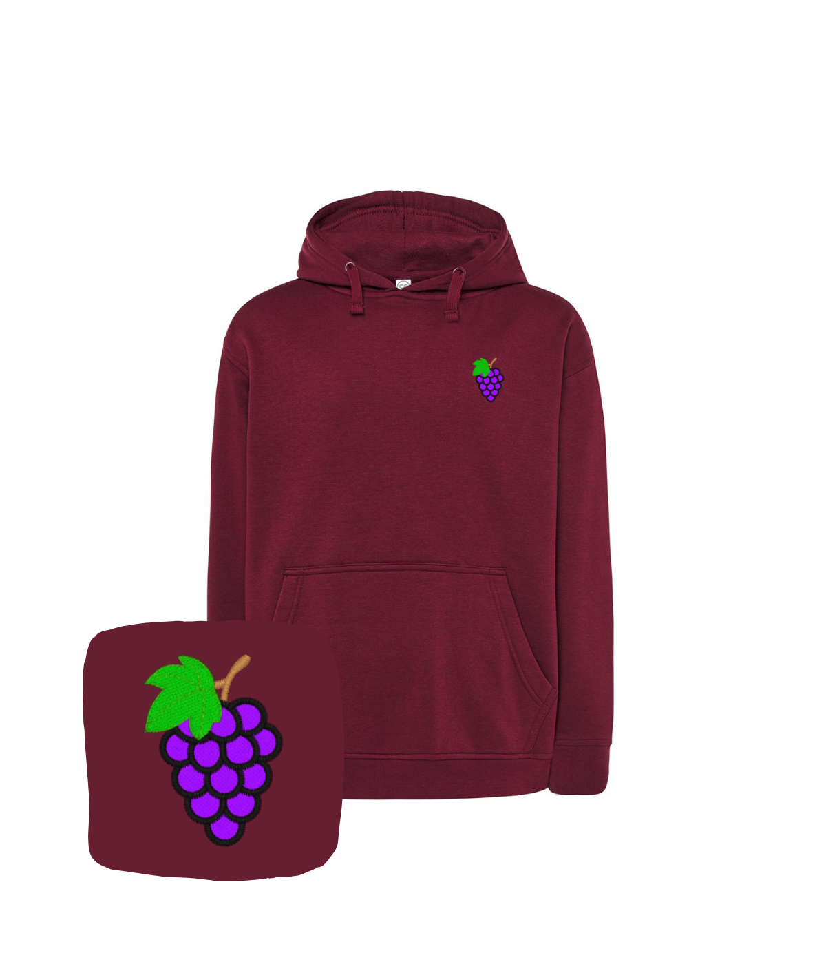 Bluza z haftem winogron – unikalna bluza winogoron, ręczna grafika
