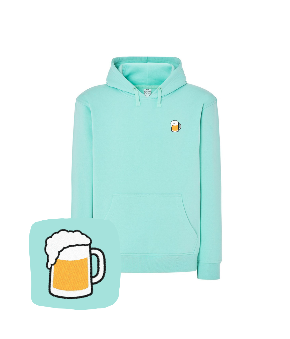 Bluza z haftem kufla piwa – bluza z ilustracją kufel piwa, artystyczny design