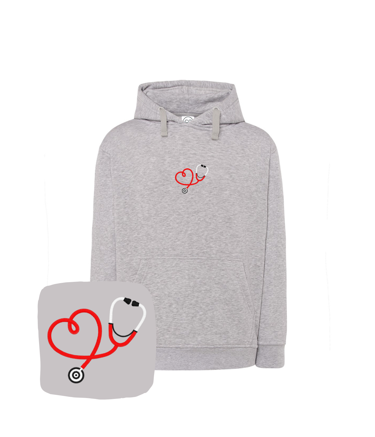 Bluza z haftem stetoskopu – unikalna bluza stetoskop, ręczna grafika