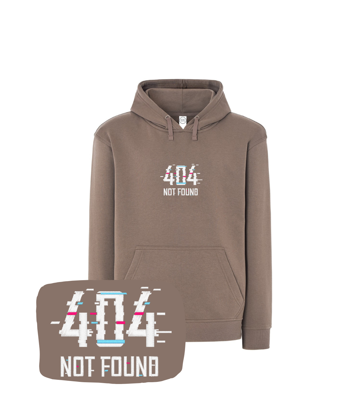 Beżowa bluza z haftem 404 Not Found - koszulka IT z haftem, idealna dla miłośników IT