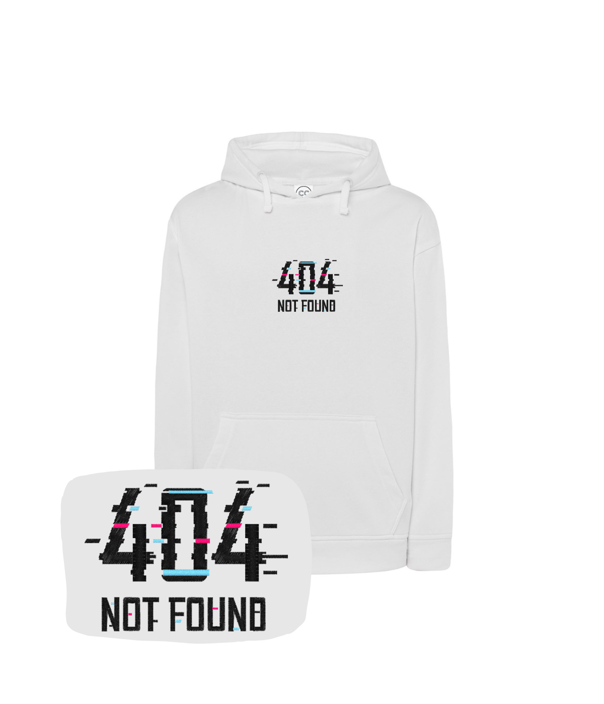 Biała bluza z haftem 404 Not Found - prezent dla programisty, haft komputerowy od 1 sztuki