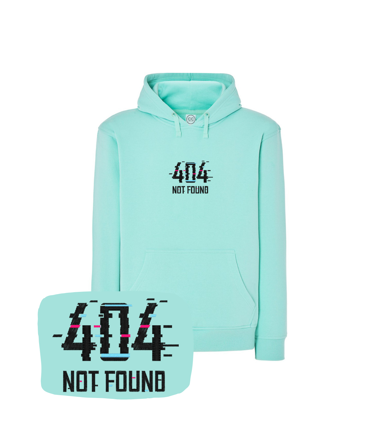 Błękitna bluza z haftem 404 Not Found - koszulka IT, świetny prezent z haftem