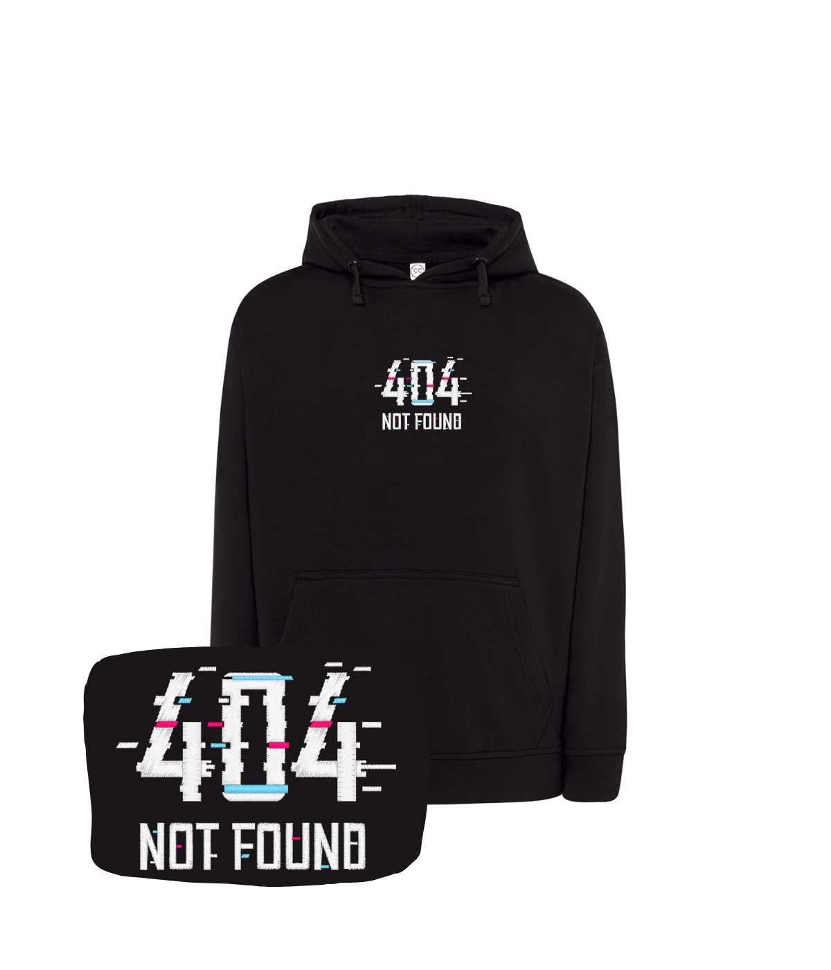 Czarna bluza z haftem 404 Not Found - koszulka geek z haftem, oryginalny prezent