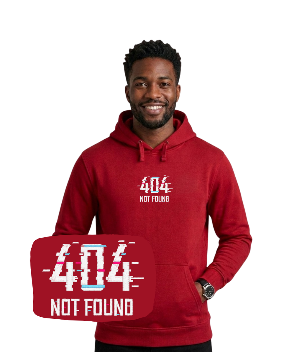 Czerwona bluza z haftem 404 Not Found - prezent dla programisty, haft komputerowy od 1 sztuki