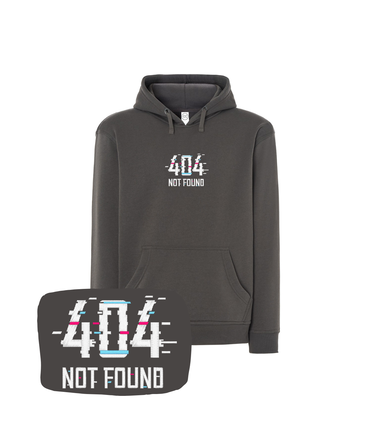 Grafitowa bluza z haftem 404 Not Found - idealna dla geeka, haft komputerowy od 1 sztuki
