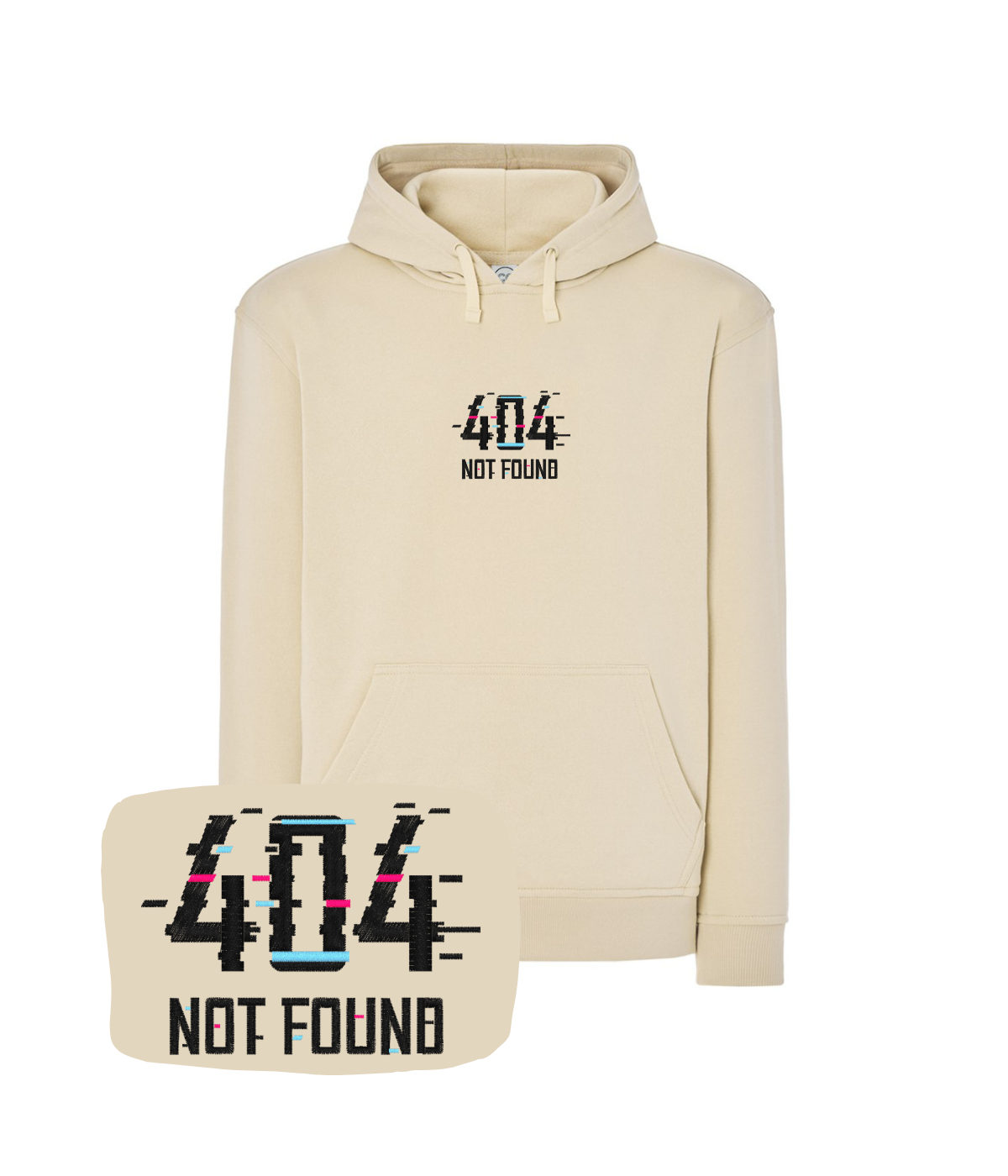 Kremowa bluza z haftem 404 Not Found - koszulka IT, wyjątkowy prezent z haftem