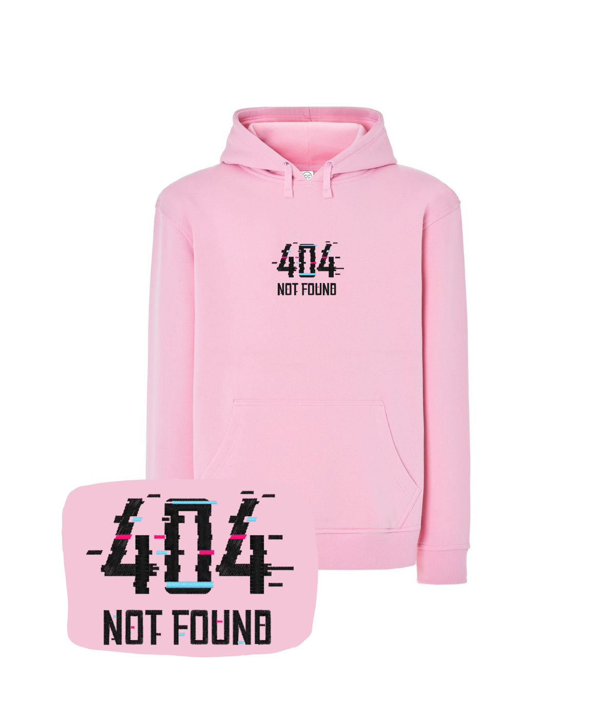 Różowa bluza z haftem 404 Not Found - koszulka z humorem, świetny prezent z haftem