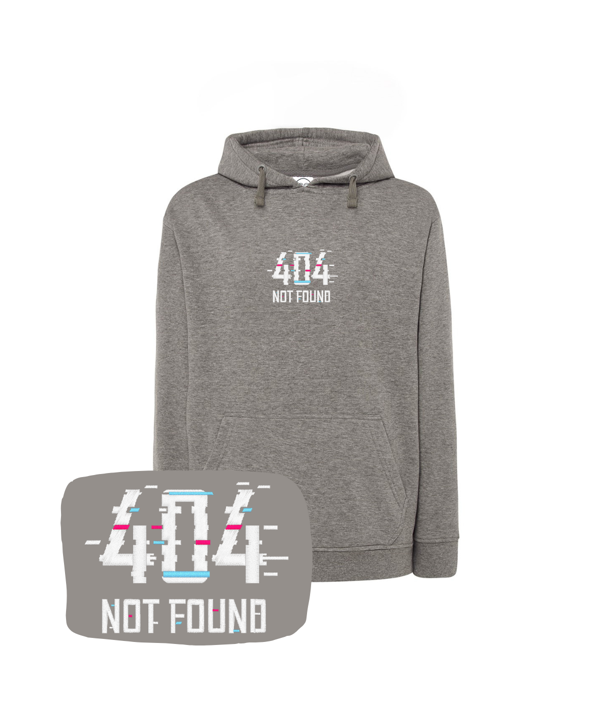Szara bluza z haftem 404 Not Found - idealna dla IT, haft komputerowy na każdą okazję