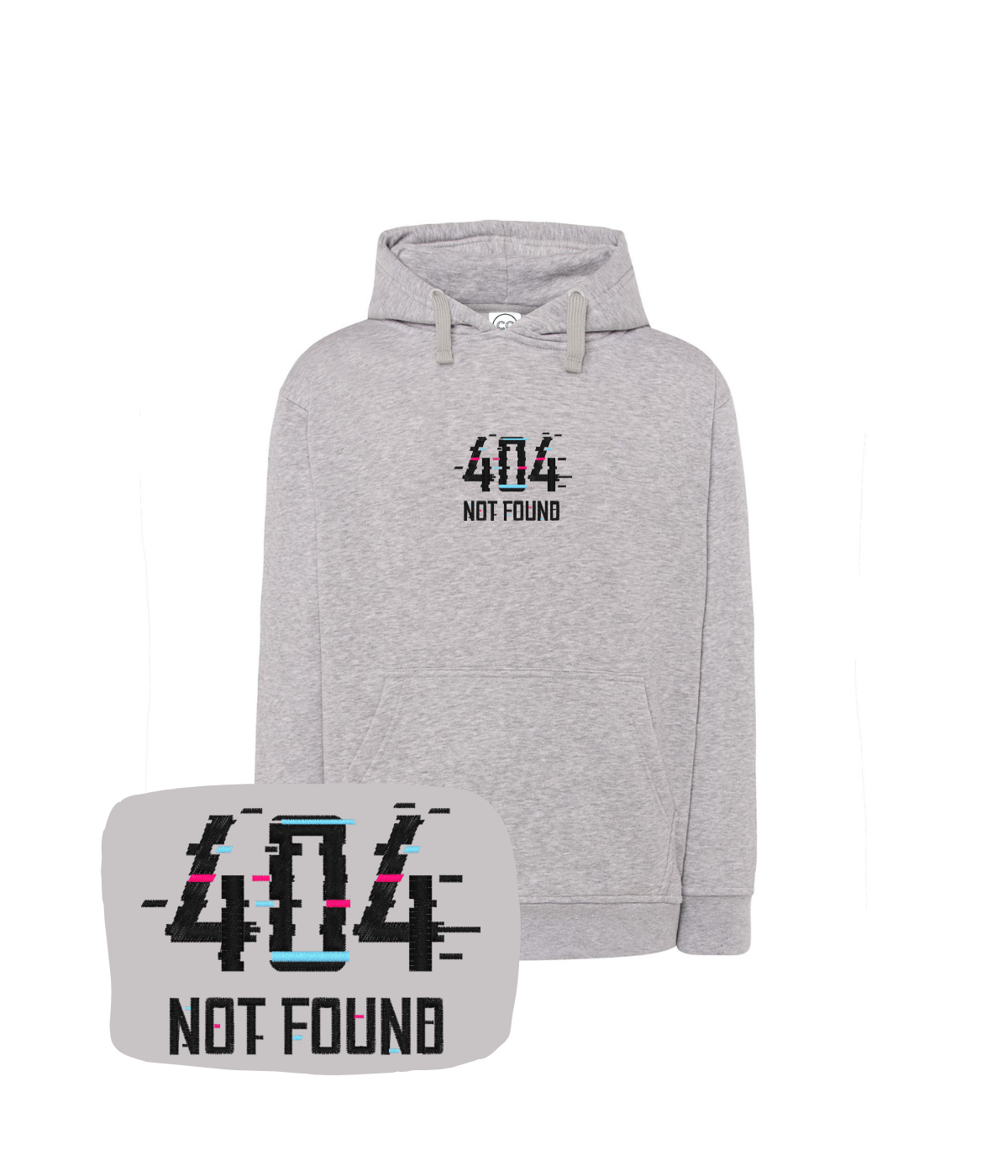 Szara bluza z haftem 404 Not Found - koszulka dla IT, haft komputerowy od 1 sztuki