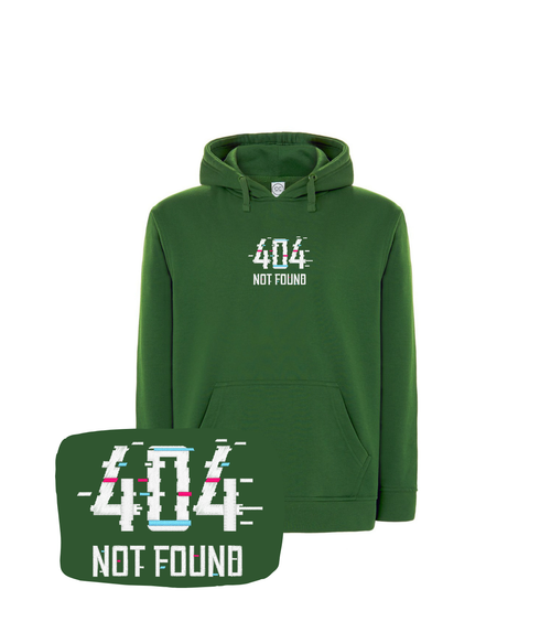 Zielona bluza z haftem 404 Not Found - koszulka gamingowa z haftem, idealna na prezent