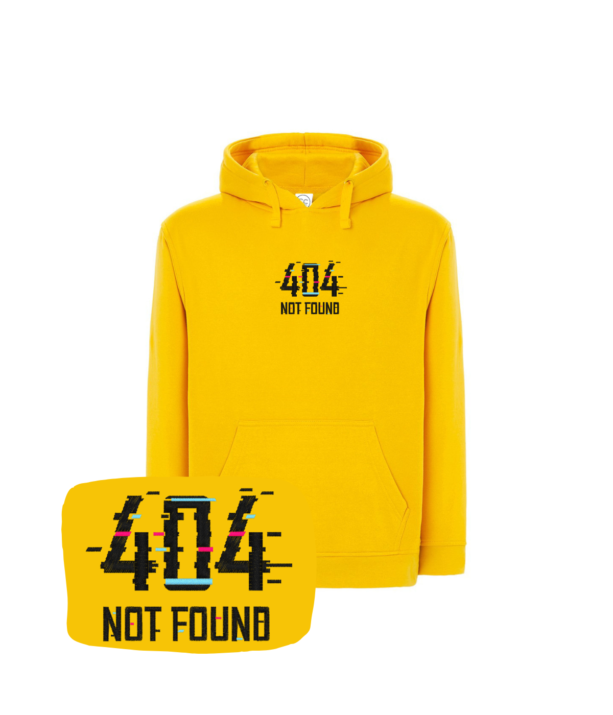 Żółta bluza z haftem 404 Not Found - koszulka dla geeka z haftem, wyjątkowy prezent