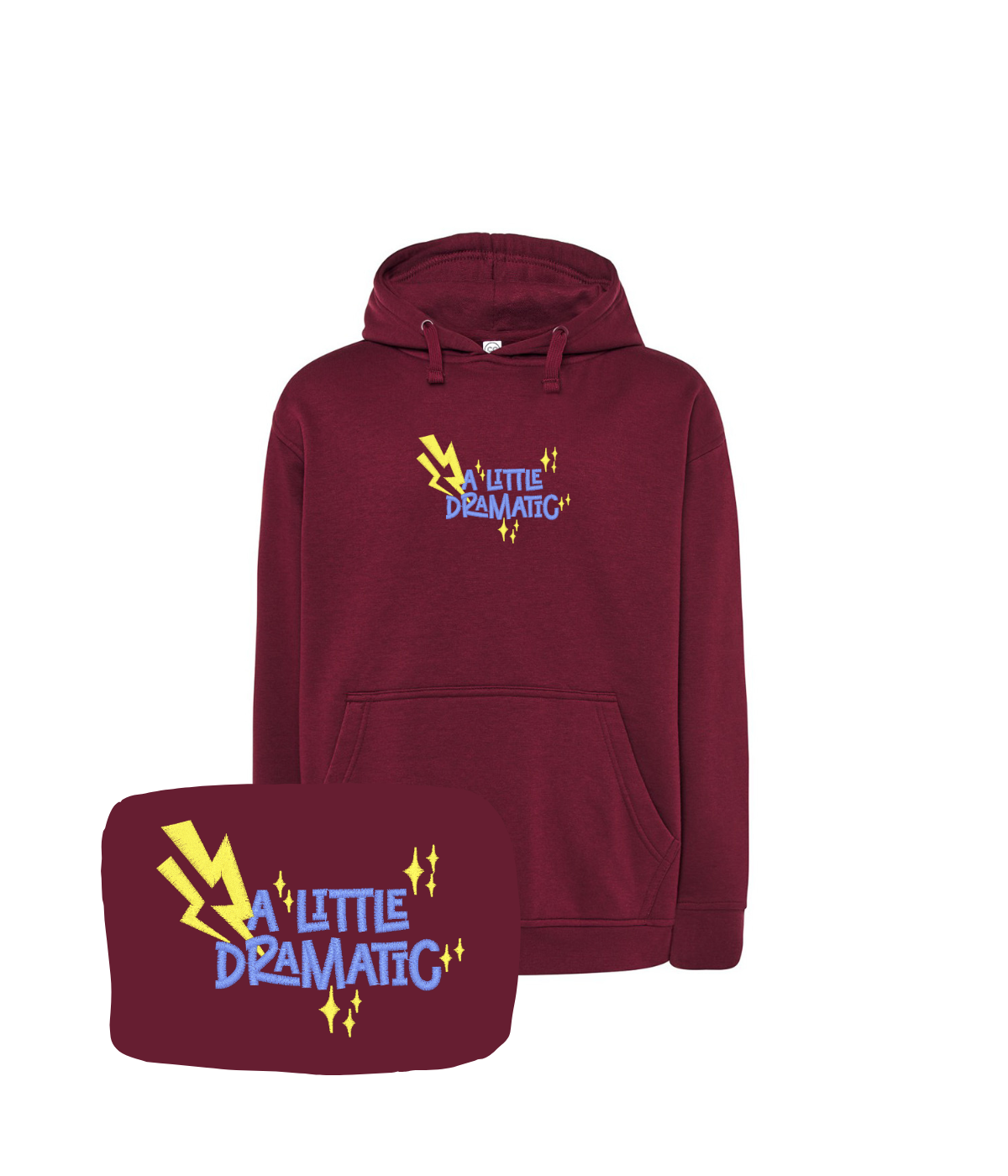 Bordowa bluza z haftem 'A Little Dramatic' - śmieszny prezent z haftem dla bliskiej osoby