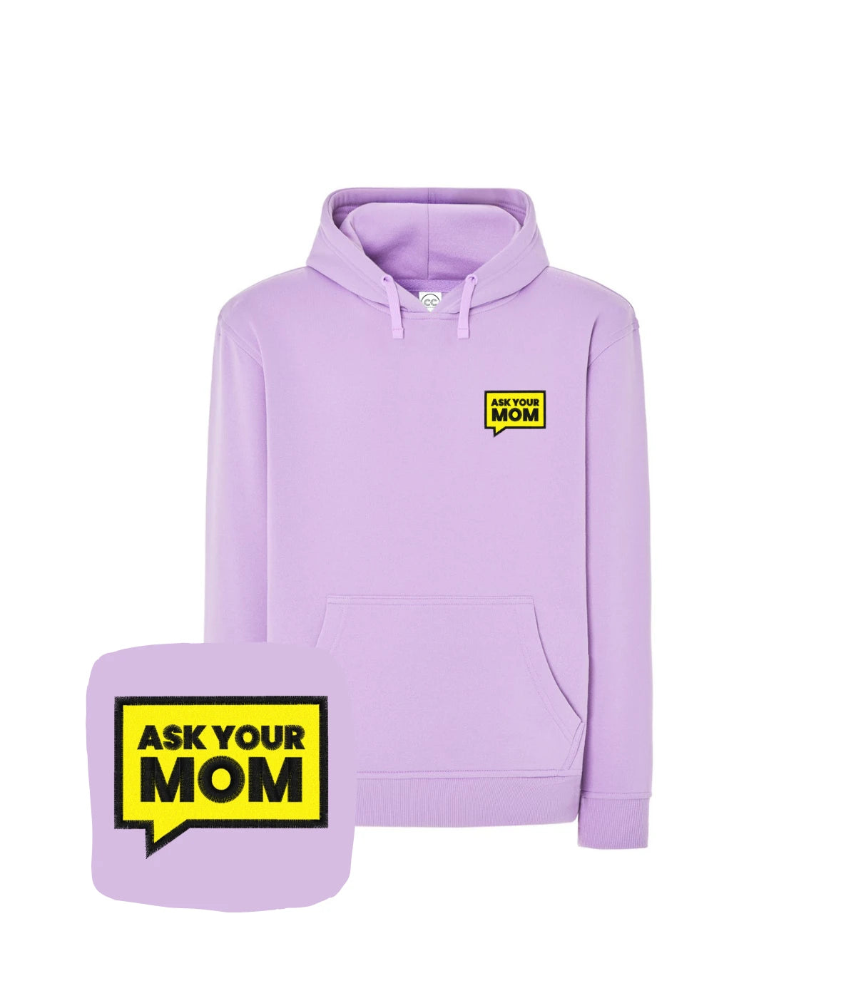Lawendowa bluza z haftem Ask Your Mom - świetna dla fanki humoru, haft komputerowy prezentowy