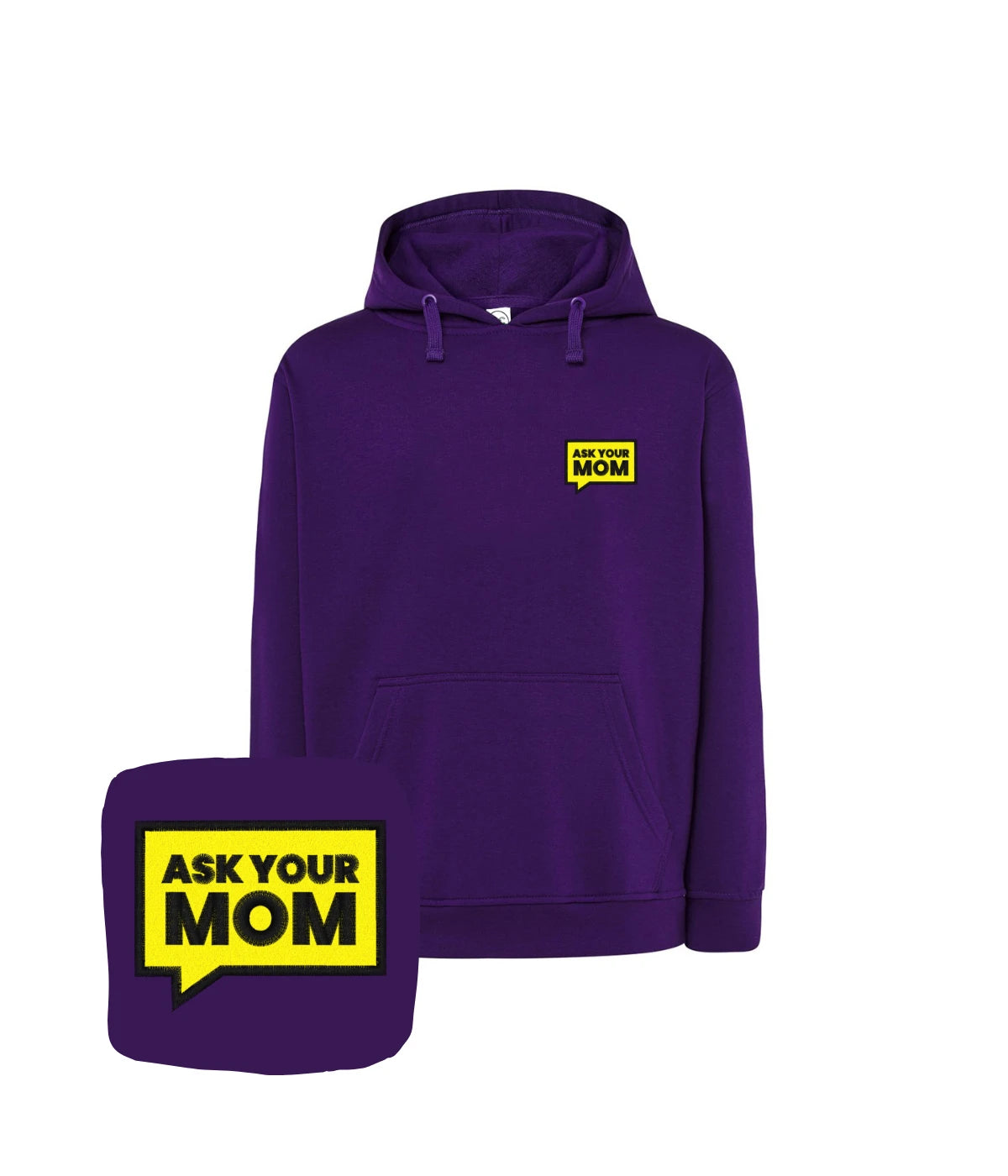 Purpurowa bluza z haftem Ask Your Mom - fantastyczny prezent z humorem, haft komputerowy