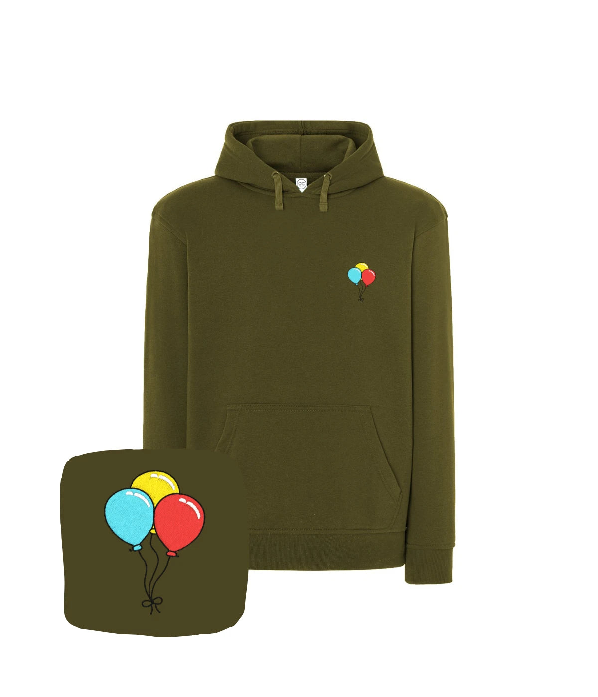 Khaki bluza z haftem balonów - idealna na outdoorowe przygody z kolorowym haftem.