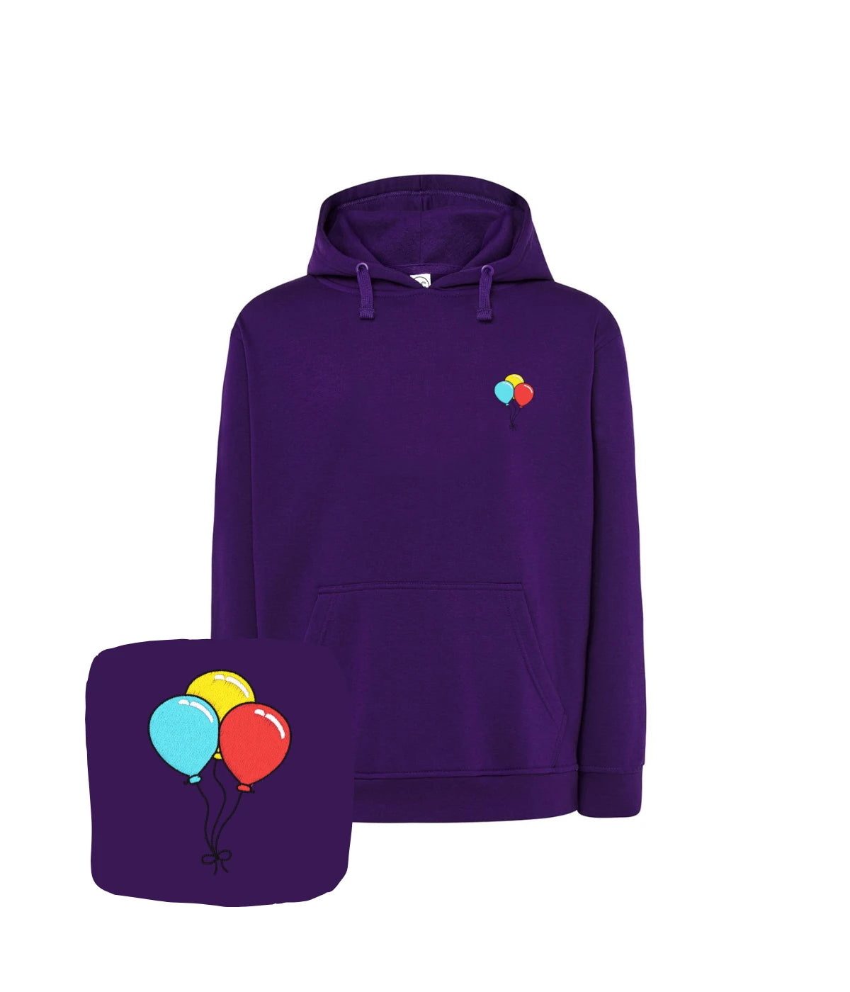 Purpurowa bluza z haftem balonów - kolory balonów dodają stylu każdemu dniu.