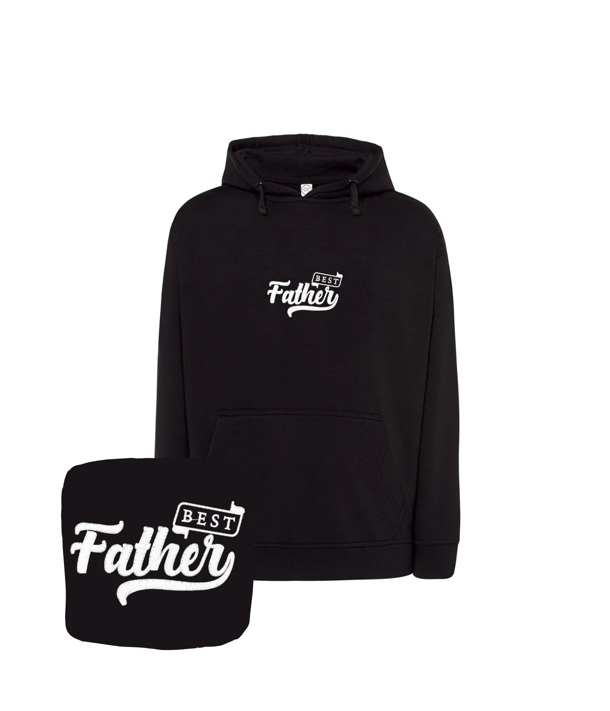 Czarna bluza z kapturem z haftem 'Best Father' - klasyczny prezent na Dzień Ojca z haftem