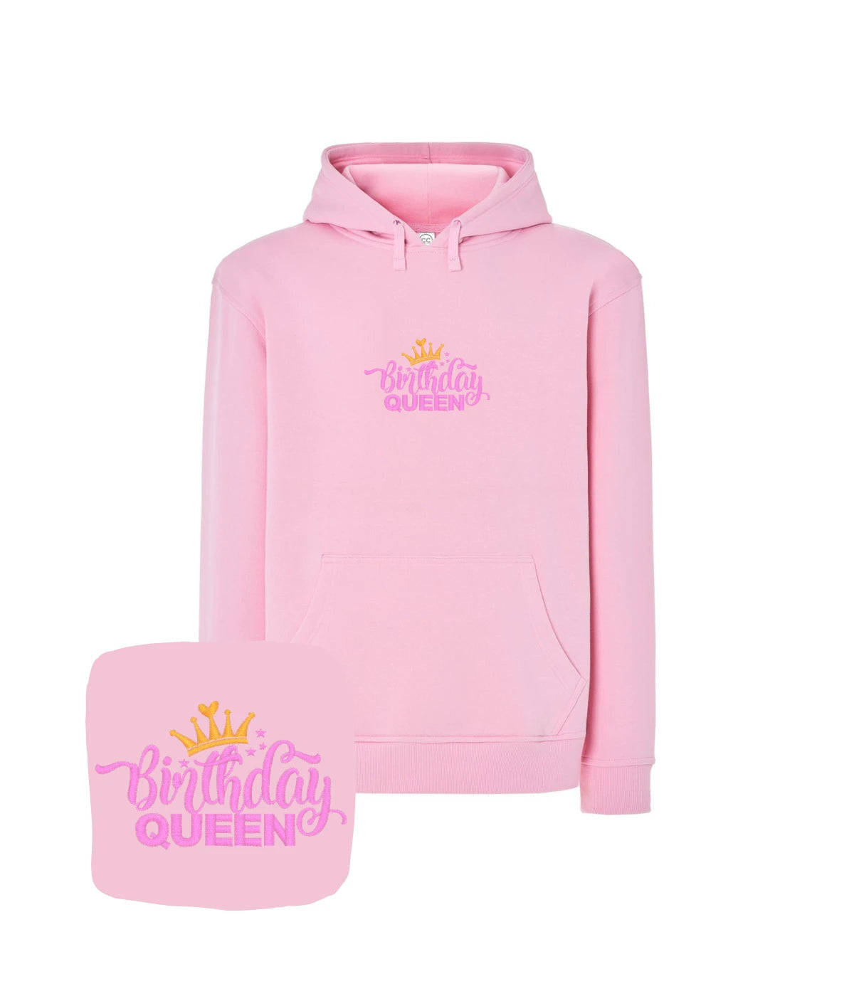 Różowa bluza z haftem Birthday Queen - idealny prezent urodzinowy dla młodej królowej, haft komputerowy.