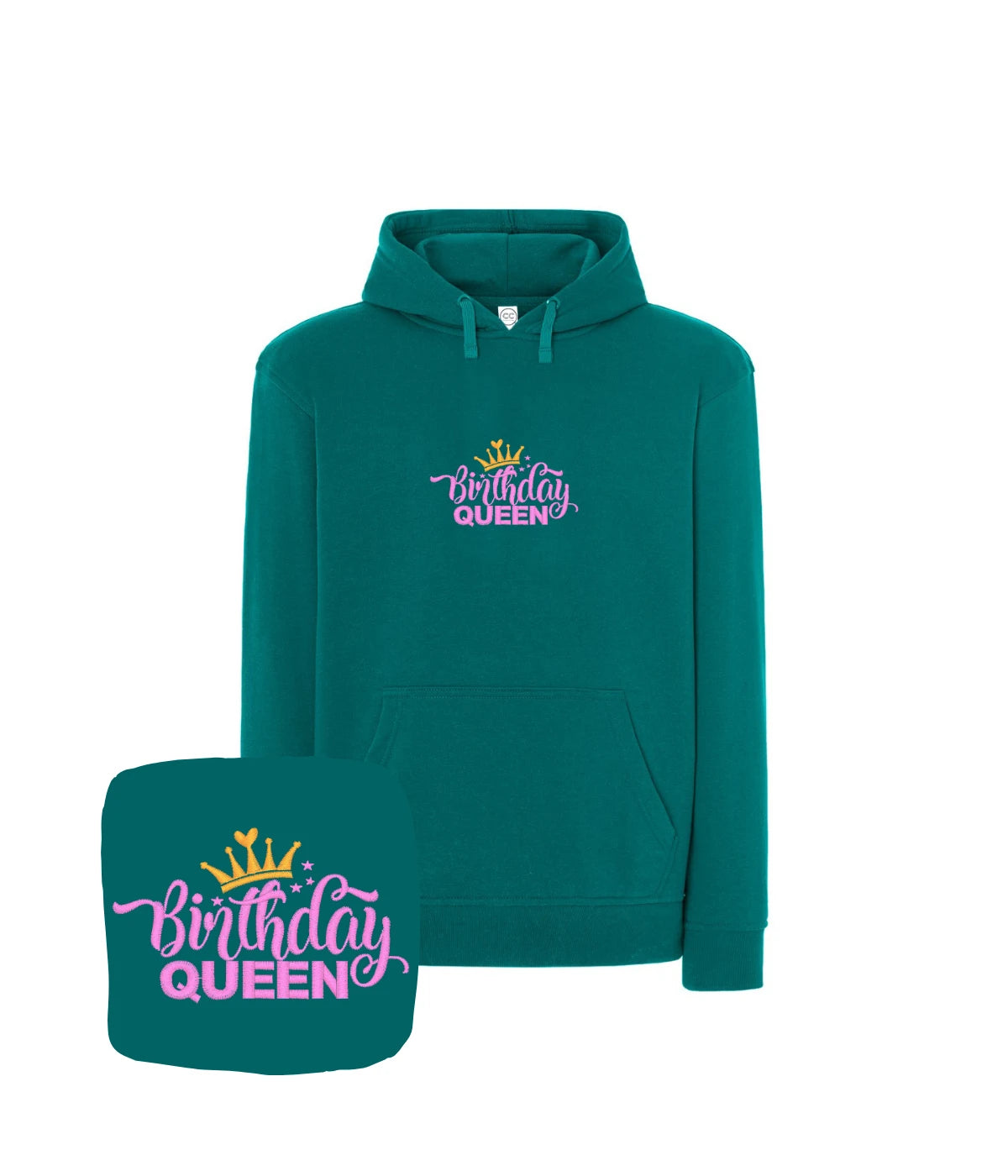 Turkusowa bluza z haftem Birthday Queen - wyjątkowy prezent urodzinowy z haftem komputerowym, idealny na specjalne okazje.