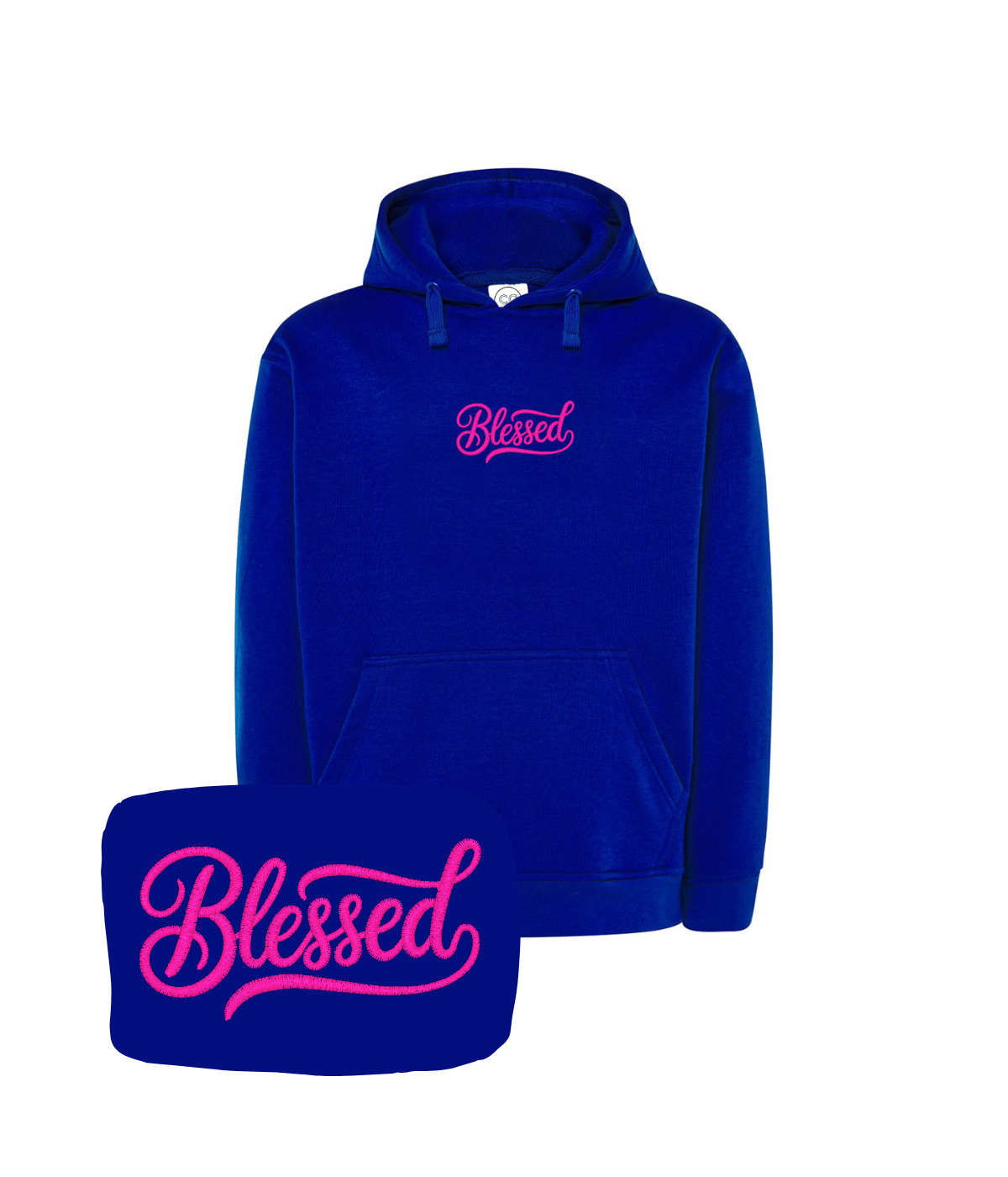 Granatowa bluza z haftem 'Blessed' - bluza dla dorosłych, haft komputerowy na bluzie z napisem