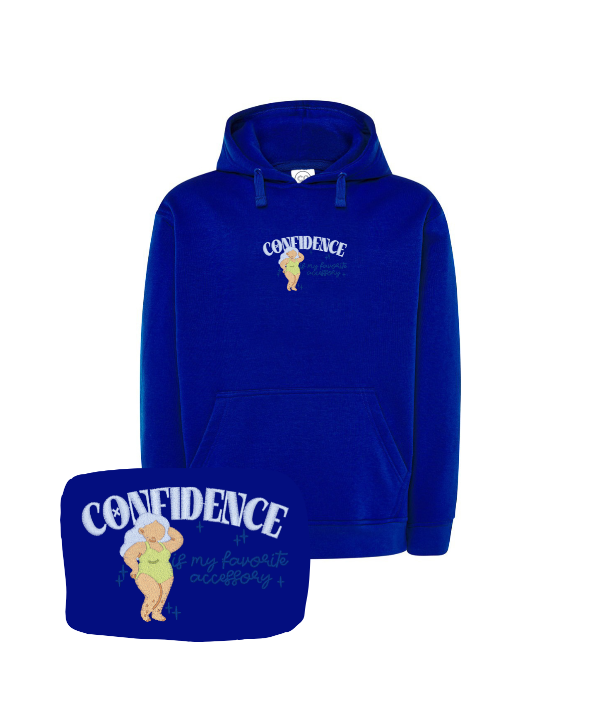 Granatowa bluza z haftem Confidence, z napisem - stylowy prezent na każdą okazję.