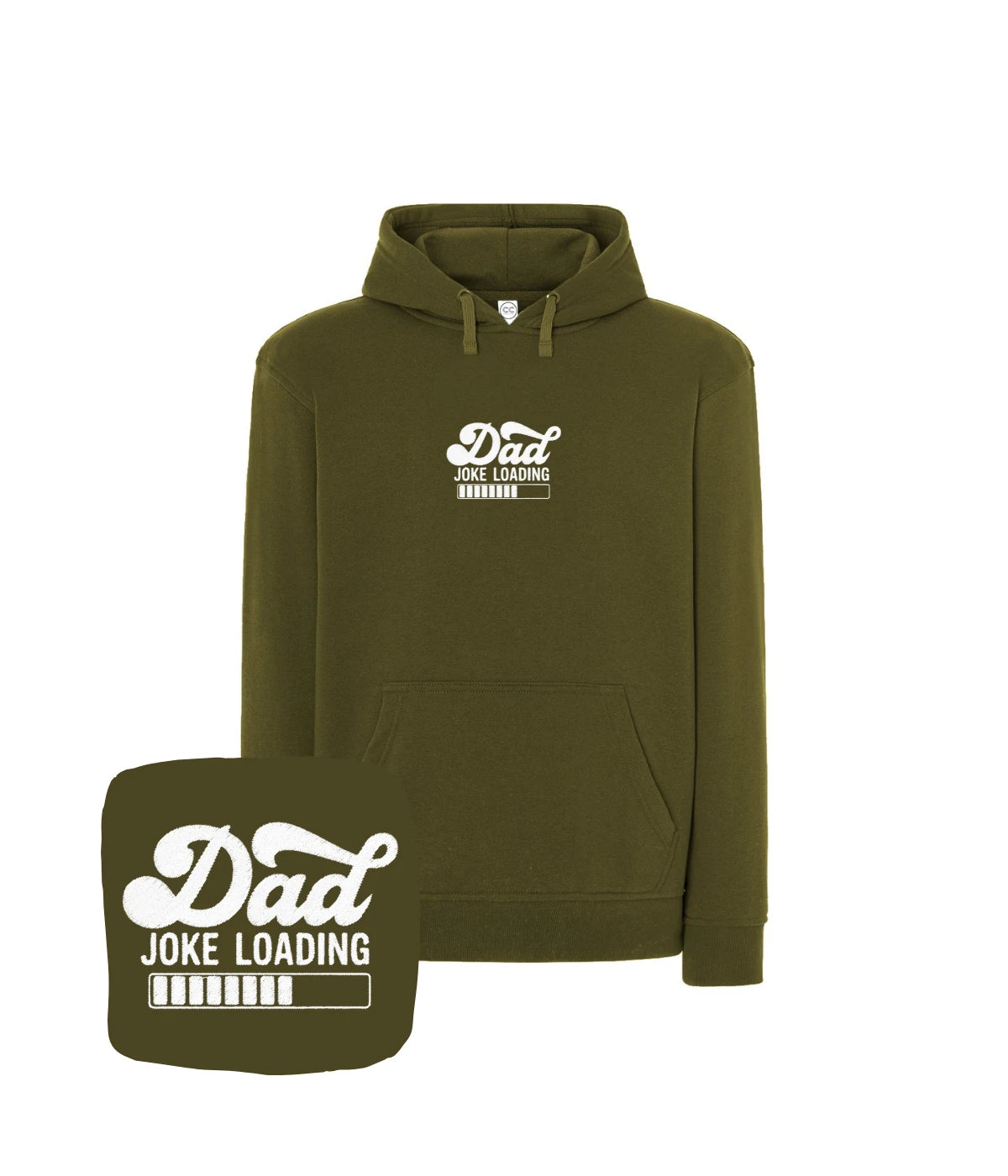 Khaki bluza z haftem 'Dad Joke Loading' - atrakcyjny prezent dla taty, haft komputerowy z odrobiną humoru.