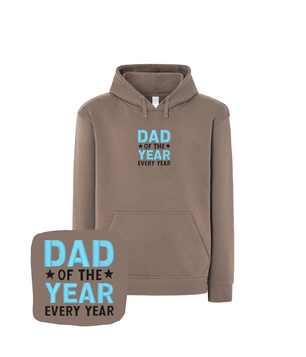 Beżowa bluza z haftem 'Dad of the Year' - stylowy prezent na Dzień Ojca, z haftem komputerowym.