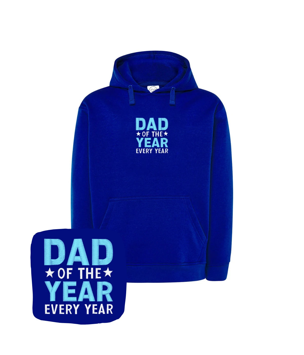 Granatowa bluza z haftem 'Dad of the Year' - wyjątkowy prezent dla taty, z haftem komputerowym na koszulce.