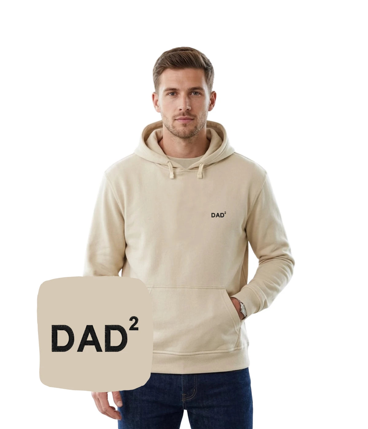 Beżowa bluza z haftem DAD² - wyjątkowy prezent dla taty, haft komputerowy na miękkiej tkaninie